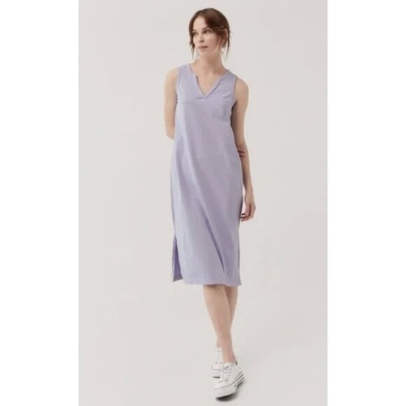 PACT The Frame Cotton Midi Dress in Lavender Purple Minimalist Travel - Size S - Picture 1 of 13